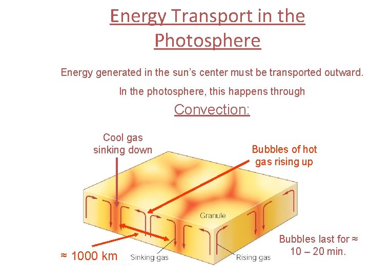 Energy Transport in the Photosphere Energy generated in the sun’s center must be transported