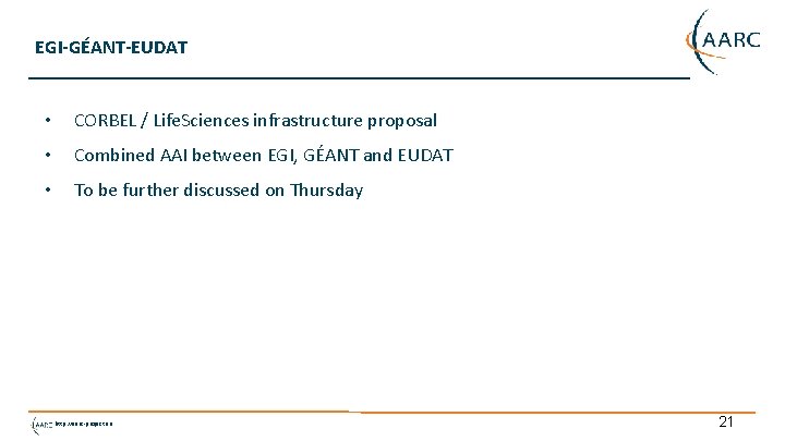 EGI-GÉANT-EUDAT • CORBEL / Life. Sciences infrastructure proposal • Combined AAI between EGI, GÉANT