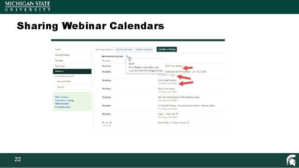 Sharing Webinar Calendars 22 