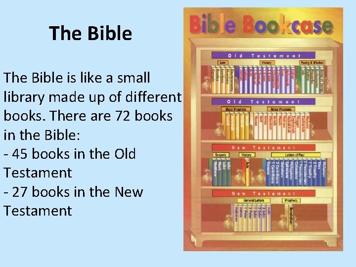 The Bible is like a small library made up of different books. There are