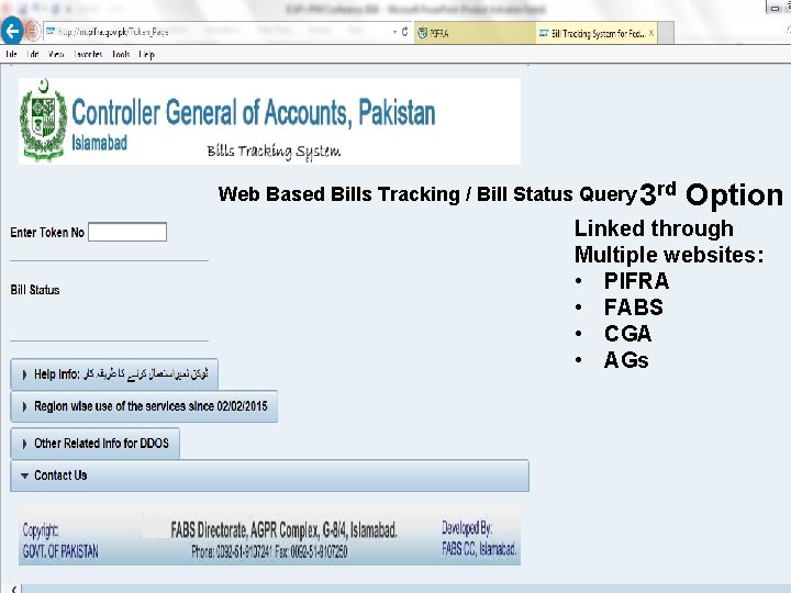 Web Based Bills Tracking / Bill Status Query 3 rd Option Linked through Multiple