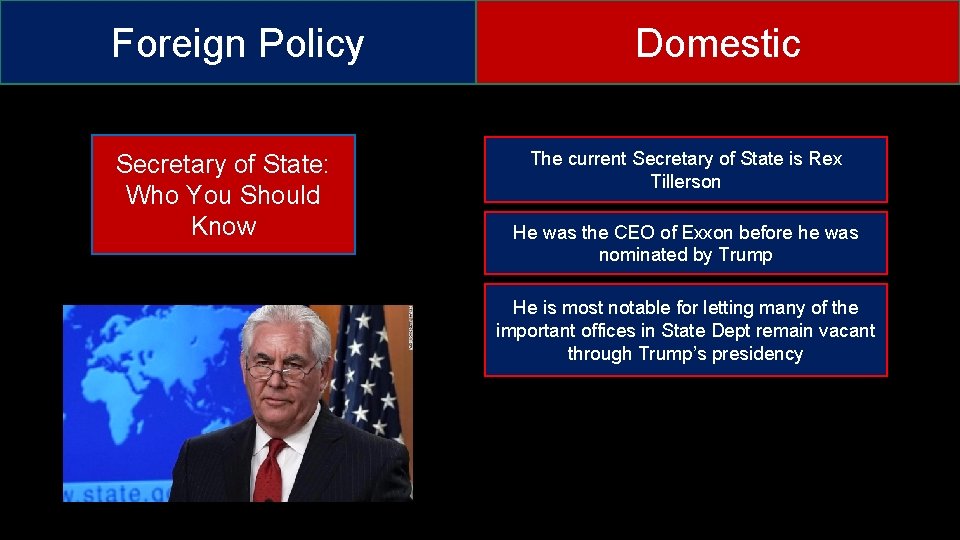 Foreign Policy Secretary of State: Who You Should Know Domestic The current Secretary of