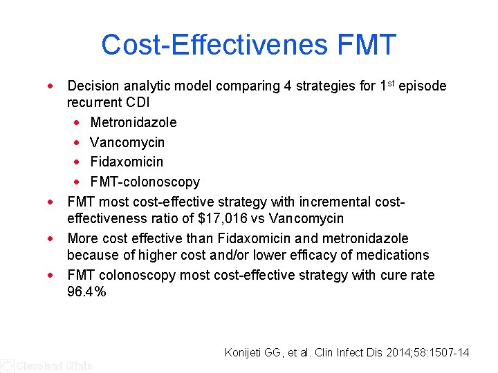 Cost-Effectivenes FMT · Decision analytic model comparing 4 strategies for 1 st episode recurrent