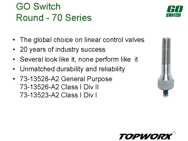 GO Switch Round - 70 Series • • • The global choice on linear