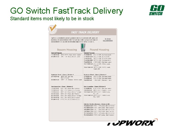 GO Switch Fast. Track Delivery Standard items most likely to be in stock 