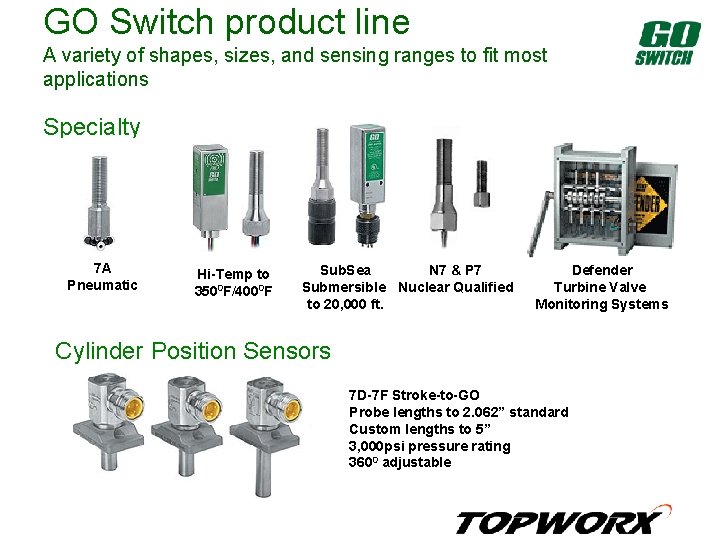 GO Switch product line A variety of shapes, sizes, and sensing ranges to fit