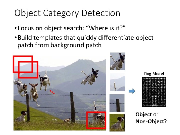 Object Category Detection • Focus on object search: “Where is it? ” • Build