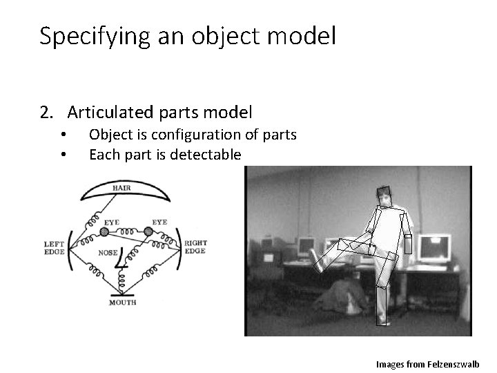Specifying an object model 2. Articulated parts model • • Object is configuration of