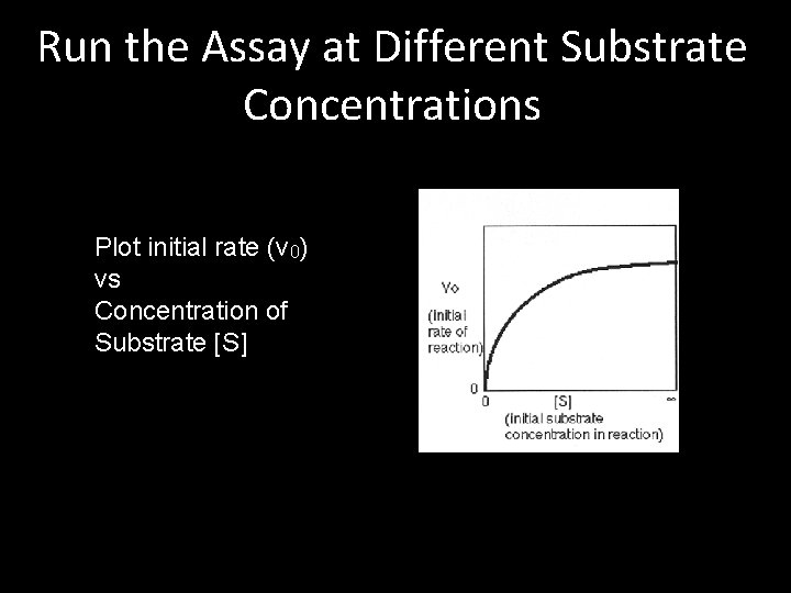 Run the Assay at Different Substrate Concentrations Plot initial rate (v 0) vs Concentration