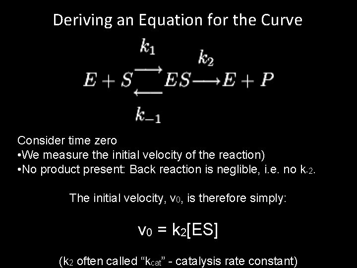 Deriving an Equation for the Curve Consider time zero • We measure the initial