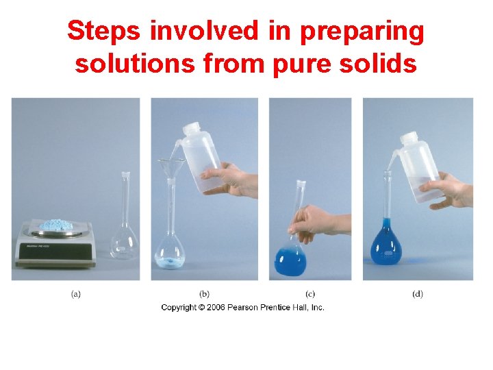 Steps involved in preparing solutions from pure solids 