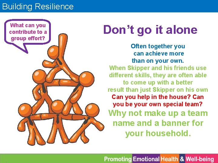 Building Resilience What can you contribute to a group effort? Don’t go it alone
