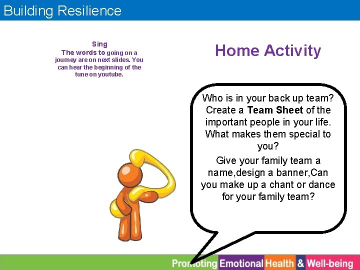 Building Resilience Sing The words to going on a journey are on next slides.