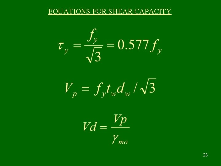 EQUATIONS FOR SHEAR CAPACITY 26 