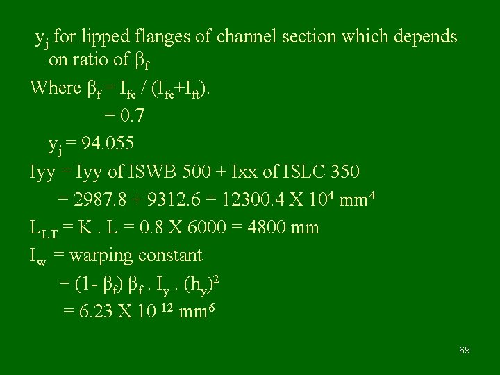 yj for lipped flanges of channel section which depends on ratio of βf Where