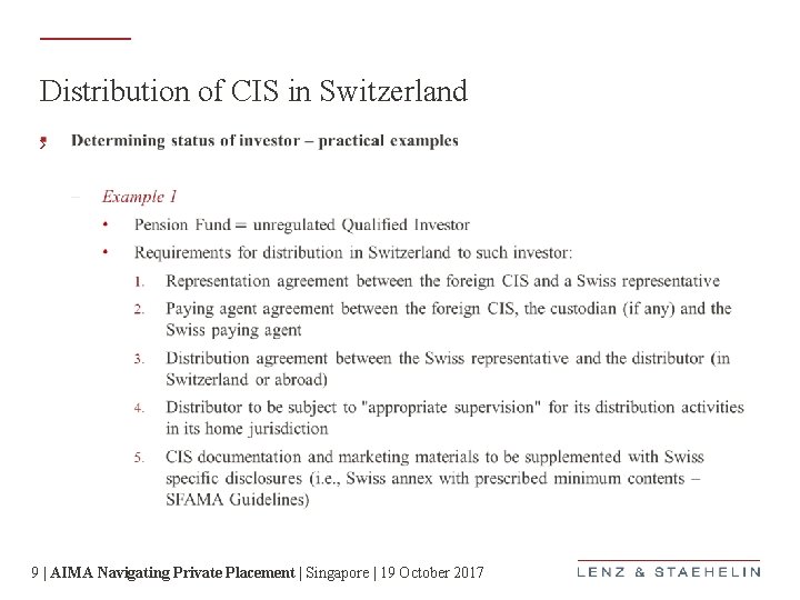 Distribution of CIS in Switzerland › 9 | AIMA Navigating Private Placement | Singapore