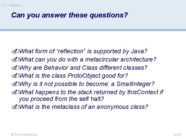 ST — Reflection Can you answer these questions? What form of “reflection” is supported