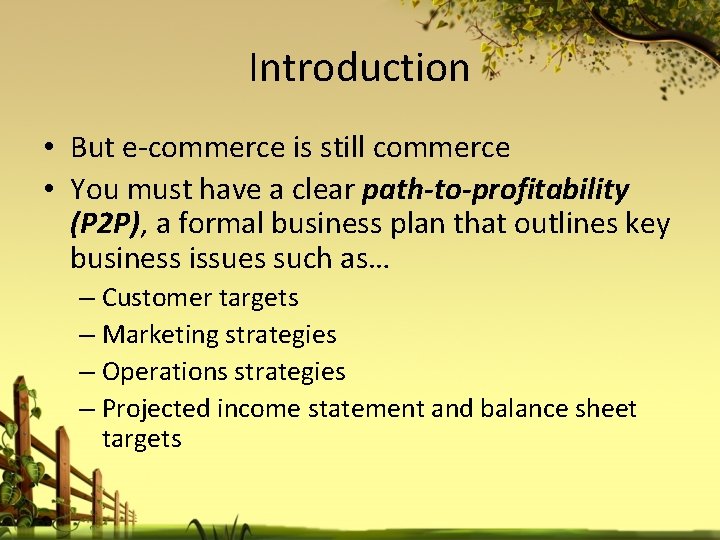 Introduction • But e-commerce is still commerce • You must have a clear path-to-profitability