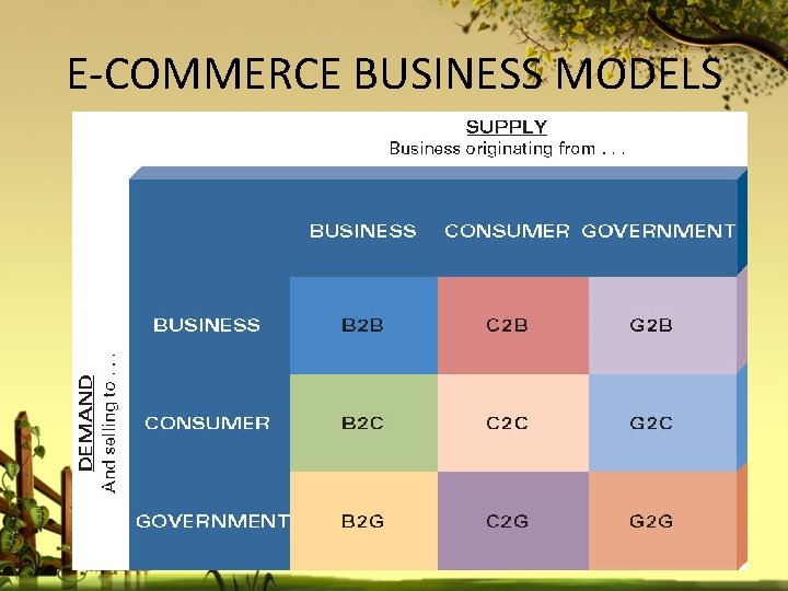 E-COMMERCE BUSINESS MODELS 