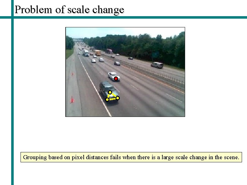 Problem of scale change Grouping based on pixel distances fails when there is a