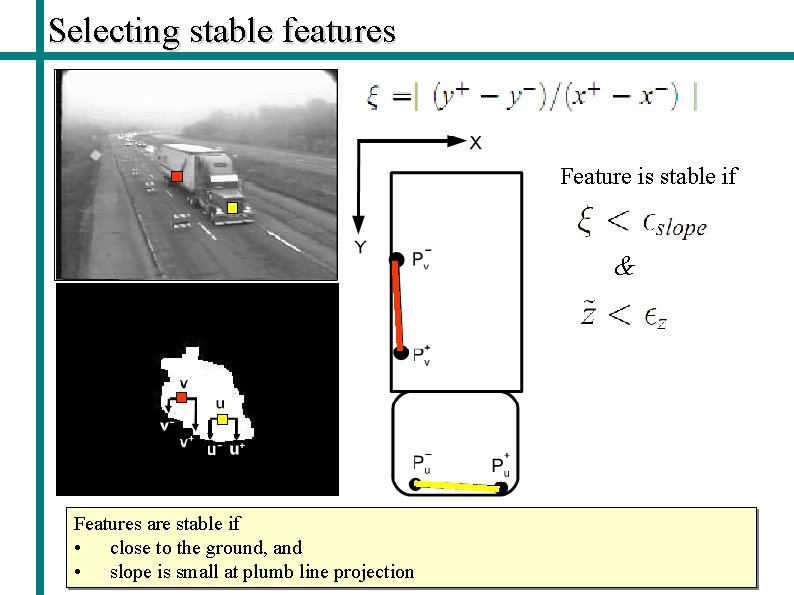 Selecting stable features Feature is stable if & Features are stable if • close