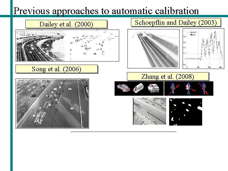 Previous approaches to automatic calibration Dailey et al. (2000) Song et al. (2006) Schoepflin