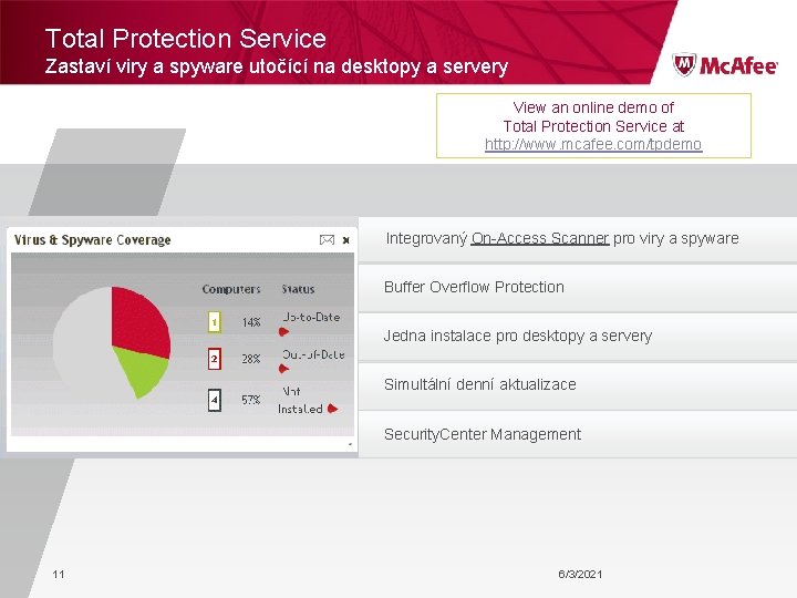 Total Protection Service Zastaví viry a spyware utočící na desktopy a servery View an