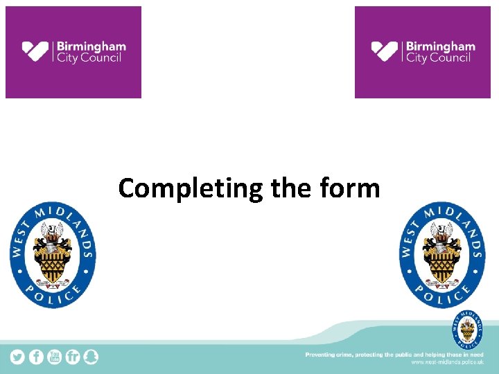 Completing the form 