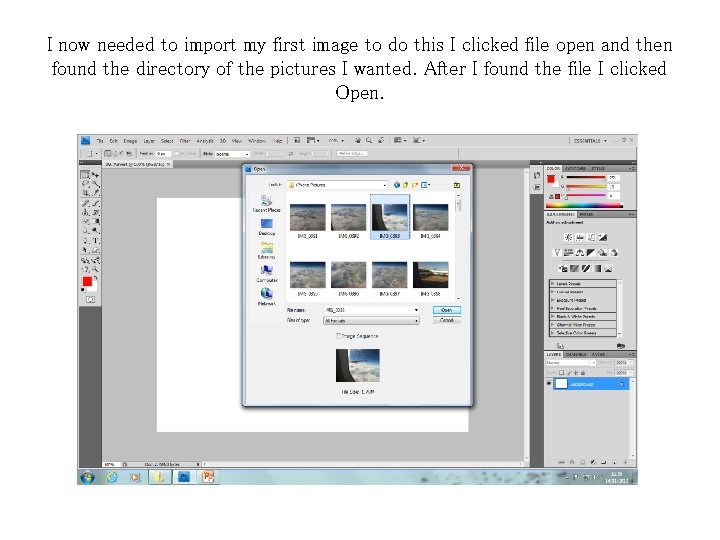 I now needed to import my first image to do this I clicked file