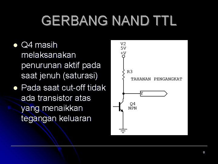 GERBANG NAND TTL l l Q 4 masih melaksanakan penurunan aktif pada saat jenuh