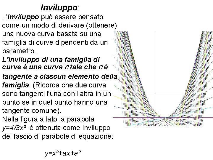 Inviluppo: L'inviluppo può essere pensato come un modo di derivare (ottenere) una nuova curva