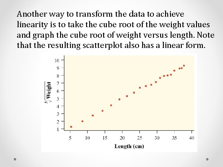 Another way to transform the data to achieve linearity is to take the cube Another way to transform the data to achieve linearity is to take the cube