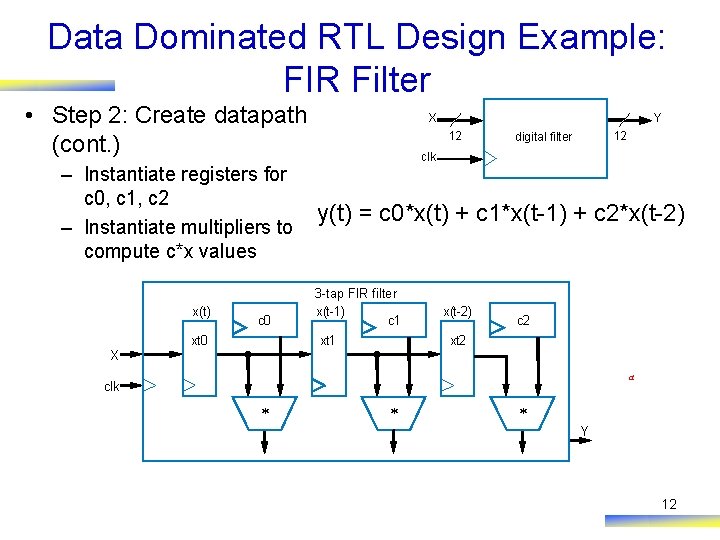 Data Dominated RTL Design Example: FIR Filter • Step 2: Create datapath (cont. ) Data Dominated RTL Design Example: FIR Filter • Step 2: Create datapath (cont. )