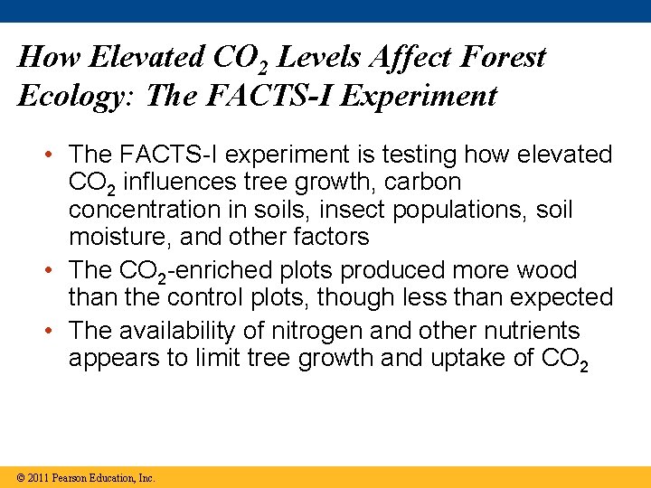 How Elevated CO 2 Levels Affect Forest Ecology: The FACTS-I Experiment • The FACTS-I