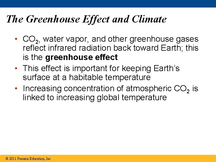The Greenhouse Effect and Climate • CO 2, water vapor, and other greenhouse gases