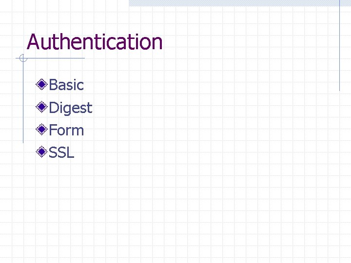 Authentication Basic Digest Form SSL 