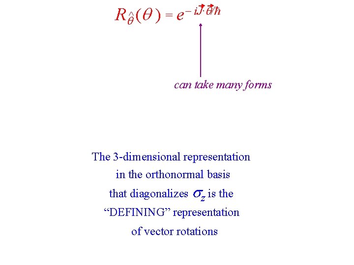 R ^ ( ) = e- i. J· /ħ can take many forms The