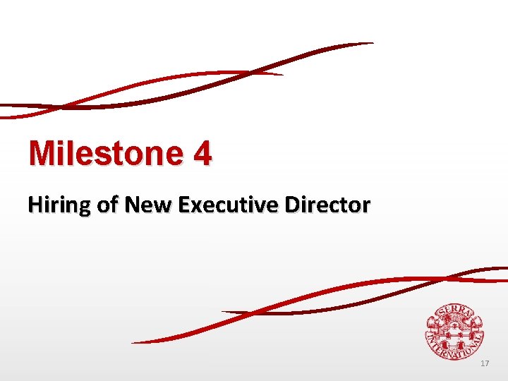 Milestone 4 Hiring of New Executive Director 17 