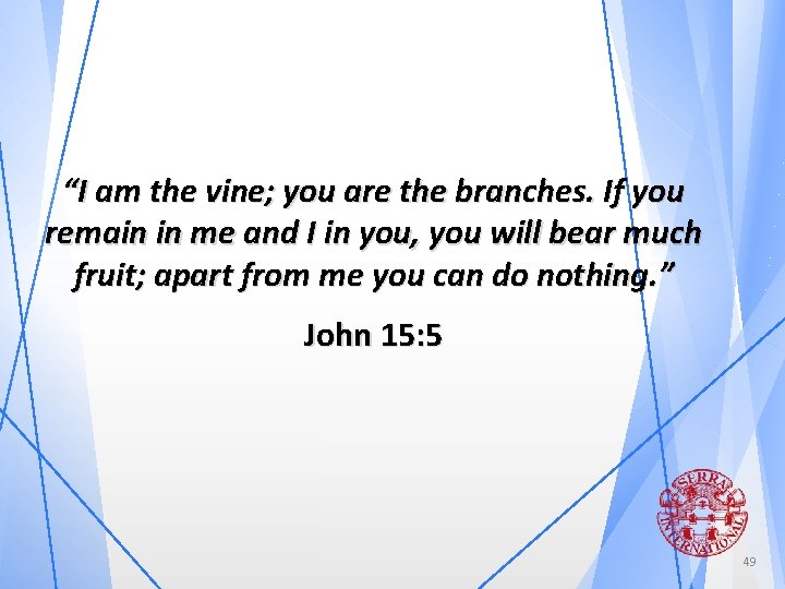 “I am the vine; you are the branches. If you remain in me and