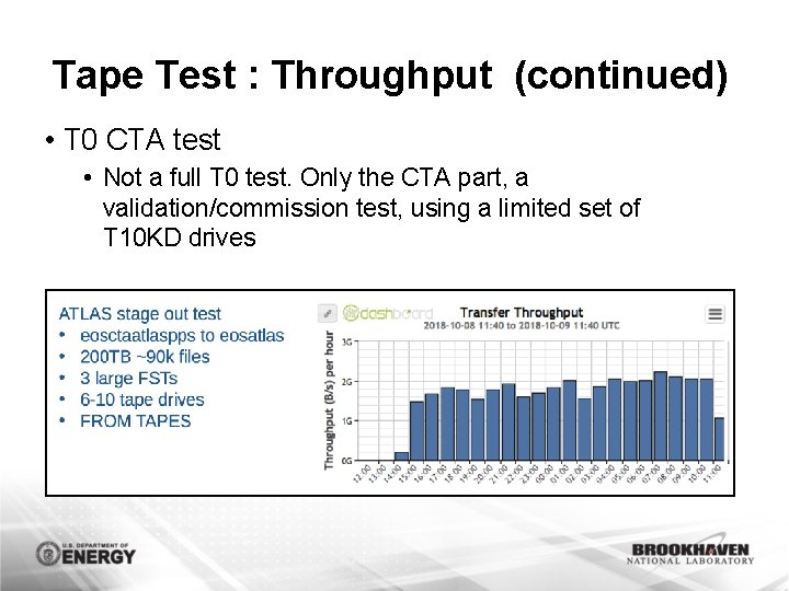 Tape Test : Throughput (continued) • T 0 CTA test • Not a full