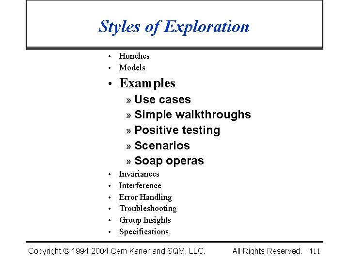 Styles of Exploration Hunches • Models • • Examples » Use cases » Simple