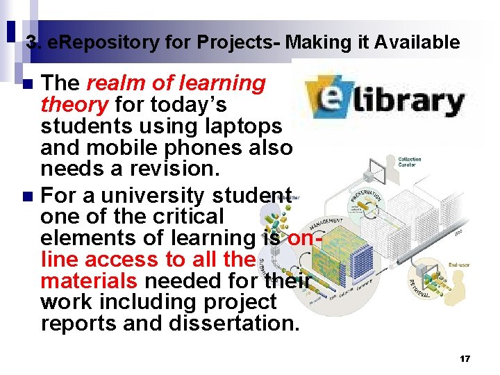 3. e. Repository for Projects- Making it Available The realm of learning theory for