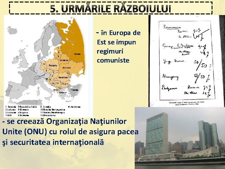5. URMĂRILE RĂZBOIULUI - - în Europa de Est se impun regimuri comuniste -