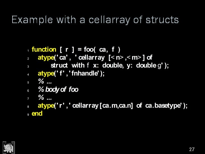 Example with a cellarray of structs 27 