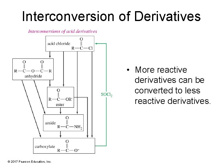 Interconversion of Derivatives • More reactive derivatives can be converted to less reactive derivatives.