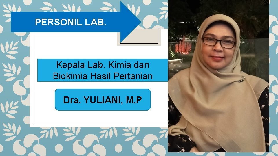 PERSONIL LAB. Kepala Lab. Kimia dan Biokimia Hasil Pertanian Dra. YULIANI, M. P 