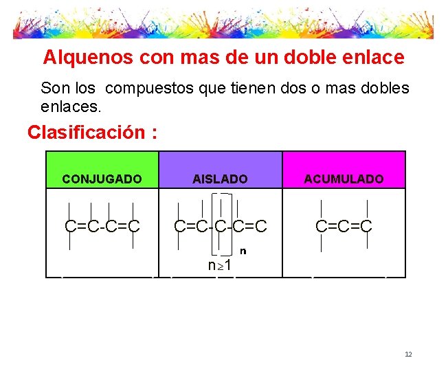 Alquenos con mas de un doble enlace Son los compuestos que tienen dos o