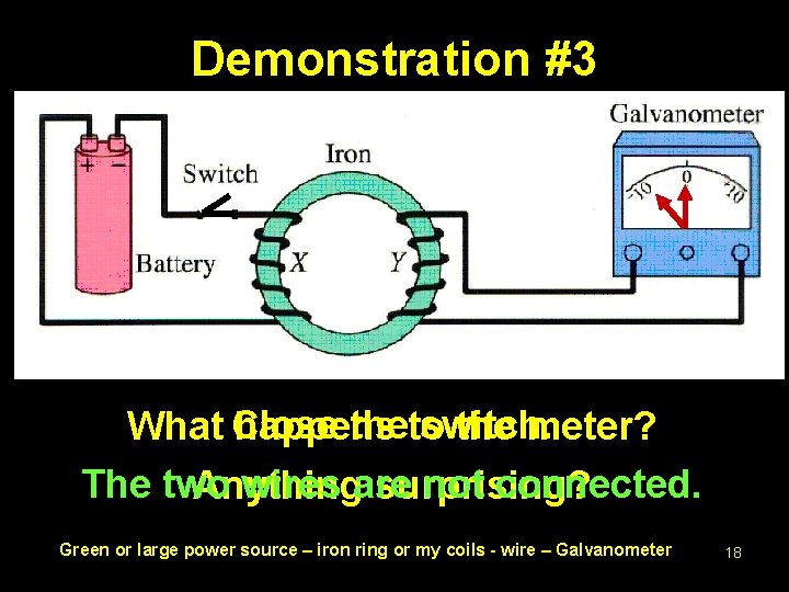 Demonstration #3 theto switch. What Close happens the meter? The two wires are not