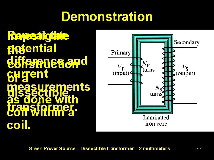 Demonstration Repeat the Investigate potential the difference and construction current of a measurements dissectible