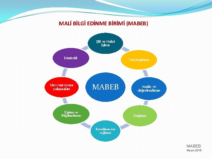 MALİ BİLGİ EDİNME BİRİMİ (MABEB) ŞİB ve Nakit İşlem İstatistik Mevzuat uyum çalışmaları Veri